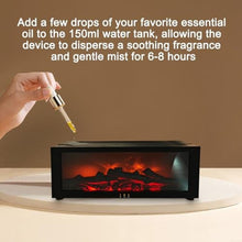 Load image into Gallery viewer, 3D Flame Fireplace Humidifier Quiet Aroma Diffuser with Controller 150ml Essential Oil Diffuser Colorful Light Modes for Home Office(Black)
