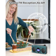 Load image into Gallery viewer, SEMIER Small Digital FM Radio Bluetooth Speaker, Handheld Rechargeable Radio Wireless Speaker, LCD Display, Double Speakers, Headphone Jack, Support USB/Micro SD Card MP3 Play for Home Outdoor
