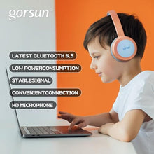 Load image into Gallery viewer, gorsun Kids Bluetooth Headphones, Bluetooth 5.3, Toddler Headphones 85 dBA Safe Volume, 45H Play Time, with Microphone, Kids Wireless Headset for iPad/Tablet/Travel/School, ldeal Gift (Orange)
