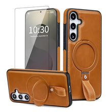 Load image into Gallery viewer, Butaiga for Samsung Galaxy S25 Plus Case Leather with Stand, Anti-Slip Shockproof Loop, Compatible with MagSafe, Magnetic Protective Galaxy S25 Plus Leather Case, Brown
