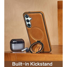 Load image into Gallery viewer, Butaiga for Samsung Galaxy S25 Plus Case Leather with Stand, Anti-Slip Shockproof Loop, Compatible with MagSafe, Magnetic Protective Galaxy S25 Plus Leather Case, Brown
