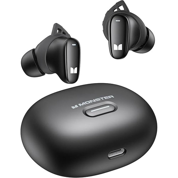 Monster N-Lite 206 Wireless Earbuds Bluetooth 5.4 in Ear Headphones, Bluetooth Ear Buds Built-in Microphone, Touch Control, Comfortable Fit, USB-C Fast Charging, IPX6 Waterproof, 25H Playtime, Black
