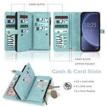Load image into Gallery viewer, TwoHead for Samsung Galaxy S25 Wallet Case with Card Holder, Detachable Magnetic Phone Case for S25,PU Leather All-Round Protective Phone Case Wallet with Wrist Strap(6.2 in,Blue)
