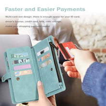 Load image into Gallery viewer, TwoHead for Samsung Galaxy S25 Wallet Case with Card Holder, Detachable Magnetic Phone Case for S25,PU Leather All-Round Protective Phone Case Wallet with Wrist Strap(6.2 in,Blue)
