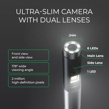 Load image into Gallery viewer, Articulating Borescope 360°, Dual Lens Inspection Camera with Light, 6mm Lens Snake Camera for Mechanic Inspections, and Plumbing, .24in Borescope Automotive, Industrial Endoscope, 5ft
