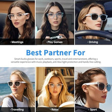 Load image into Gallery viewer, Bluetooth Audio Smart Glasses, Blue Light Glasses for Women Men, Remote Shooting, Open Ear Sound Mic &amp;Speakers, Magnetic Charging, Color-Changing &amp; Polarized Lenses, Voice Assistant (GS07-Brown)
