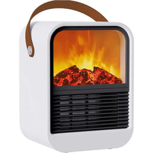 Load image into Gallery viewer, Small Space Heater Fan with Fire Simulation, Electric Heater for Indoor Use 1000W, Portable Heater Fan for Office with Tip Over Protection
