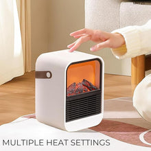Load image into Gallery viewer, Small Space Heater Fan with Fire Simulation, Electric Heater for Indoor Use 1000W, Portable Heater Fan for Office with Tip Over Protection
