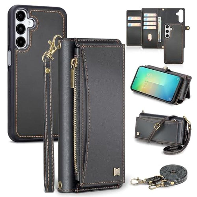 BLISLIAR for Samsung Galaxy S25 Plus Wallet Case with Card Holder Crossbody Wallet Strap, RFID Blocking Magnetic PU Leather Shockproof Protective Cover Samsung Galaxy S25 Plus Case 6.7 ,Black