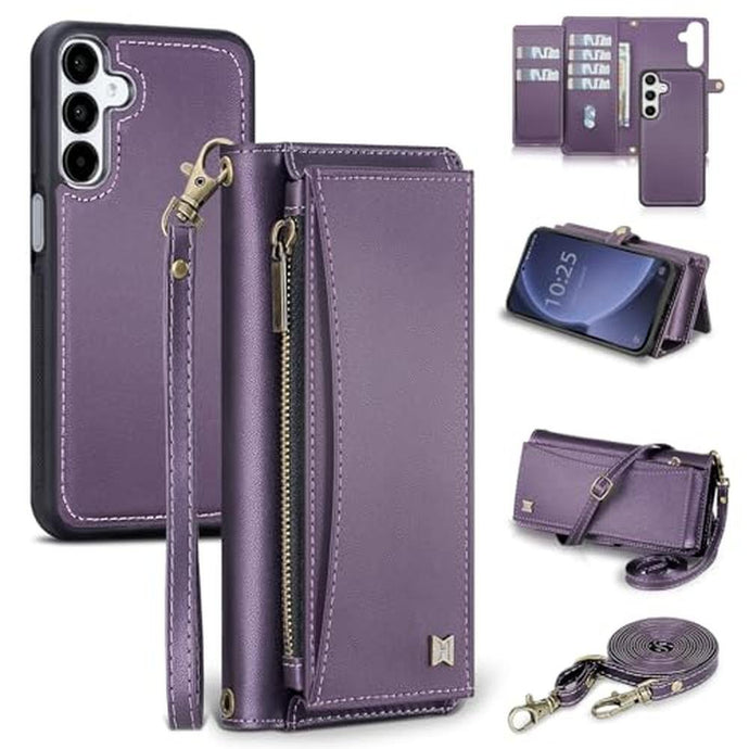 BLISLIAR for Samsung Galaxy S25 Wallet Case with Card Holder Crossbody Wallet Strap, RFID Blocking Magnetic PU Leather Shockproof Protective Cover Samsung Galaxy S25 Case 6.1 ,Purple