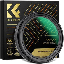 Load image into Gallery viewer, K&amp;F Concept Black Mist Diffusion 1/4 Filter(Black Frame) for Fujifilm X100 Series, X100/X100F/X100S/X100T/X100V/X100VI, 28 Multi-Coatings HD Optical Glass Lens Filter
