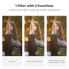 Load image into Gallery viewer, K&amp;F Concept 82mm Black Diffusion Mist 1/8 &amp; Variable ND2-32 in-1 Filter Cinematic Effect Neutral Density Filter for Camera Lens with 18 Multi-Layer Coatings (K- Series)
