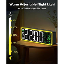 Load image into Gallery viewer, Alampan 9&quot; Digital Alarm Clocks for Bedroom, Large Display Corded Clock, Dual Alarm, with Night Light, LED Temperature Calendar, Electric, for Living Room, Nightstand, Desk, Auto DST(Green Temp&amp;Date)
