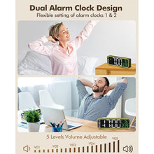 Load image into Gallery viewer, Alampan 9&quot; Digital Alarm Clocks for Bedroom, Large Display Corded Clock, Dual Alarm, with Night Light, LED Temperature Calendar, Electric, for Living Room, Nightstand, Desk, Auto DST(Green Temp&amp;Date)
