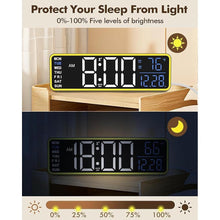 Load image into Gallery viewer, Alampan 9&quot; Digital Alarm Clocks for Bedroom, Large Display Corded Clock, Dual Alarm, with Night Light, LED Temperature Calendar, Electric, for Living Room, Nightstand, Desk, Auto DST(Blue Temp &amp; Date)
