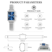 Load image into Gallery viewer, Taxau Womens Watches Small Rectangle Waterproof Watch for Women Ladies Watch for Small Wrist Minimalist Elegant Women Luxury Mesh Watches Large Arabic Numbers Blue Dial Easy Read reloj de Mujer
