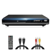 Load image into Gallery viewer, DVD Player HDMI Region Free DVD Players for TV, 1080P Upscaling, USB Input, HDMI RCA Cable Included, Breakpoint Memory, Built-in PAL NTSC, DVD CD Player for Home Plays All Regions and Multi-Format

