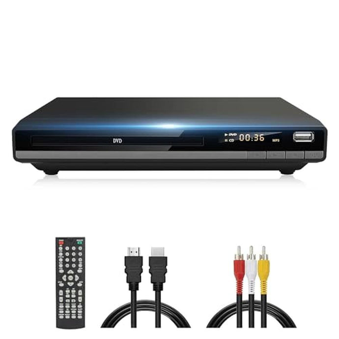 DVD Player HDMI Region Free DVD Players for TV, 1080P Upscaling, USB Input, HDMI RCA Cable Included, Breakpoint Memory, Built-in PAL NTSC, DVD CD Player for Home Plays All Regions and Multi-Format