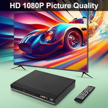 Load image into Gallery viewer, DVD Player HDMI Region Free DVD Players for TV, 1080P Upscaling, USB Input, HDMI RCA Cable Included, Breakpoint Memory, Built-in PAL NTSC, DVD CD Player for Home Plays All Regions and Multi-Format
