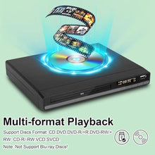 Load image into Gallery viewer, DVD Player HDMI Region Free DVD Players for TV, 1080P Upscaling, USB Input, HDMI RCA Cable Included, Breakpoint Memory, Built-in PAL NTSC, DVD CD Player for Home Plays All Regions and Multi-Format
