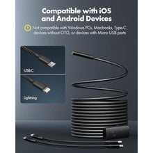 Load image into Gallery viewer, Anykit USB Endoscope Camera with 8 Adjustable LED Lights, Semi-Rigid Broscope Snake Camera, IP67 Waterproof Inspection Cam Compatible with iPhone and Android Devices (33ft)
