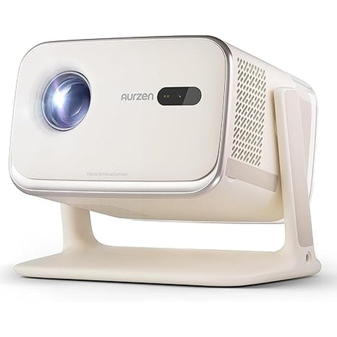 BOOM mini Google TV 4K Supported Smart Projector with WiFi and Bluetooth, Outdoor & Home Movie Projector with 20W Speakers DoIby Audio, Real-Time Focus & Keystone, 500 ANSI Lumens, Off-white
