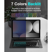 Load image into Gallery viewer, Backlit Keyboard Case for Samsung Tab S10 Ultra/S9 Ultra/S8 Ultra 14.6in, Detachable Keypad for Galaxy S10 Ultra Tab Case Smart Cover Folio with Pen Slot, 7-Colors Backlight, Slim and Portable, Black
