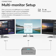 Load image into Gallery viewer, Mini PC, Mini Computer with Celeron N6000 8GB DDR4 256GB M.2 SSD, Mini Desktop Computer with Fan, 4K UHD Triple Display/Dual DDR4/Dual SSD/BT/Wifi/RJ45/DP/Type C
