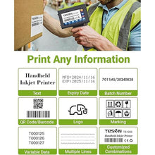 Load image into Gallery viewer, TESEN 2025 New Upgrade Handheld Inkjet Printer with 1/2 Inch (12.7mm) Printhead for Date Time Logo Batch Number QR Code Barcode Quick Drying Printing on Plastic Wood Carboard Metal Glass and More

