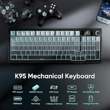Load image into Gallery viewer, RedThunder K95 Wireless Mechanical Keyboard,TFT Screen &amp; Knob, Trip-Modes Connection, Gasket Custom Hot-Swap Keyboard, RGB Backlit, Pre-lubed Linear Switches, Side Printed PBT Keycaps, Gray Gradient
