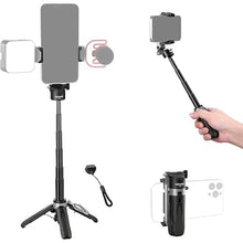 Load image into Gallery viewer, NEEWER Selfie Stick with Detachable Bluetooth Remote Shutter, Lightweight Foldable Travel Tripod for iPhone, 360° Phone Holder Cold Shoe for YouTube/TikTok Vlogs Live Streaming Photography, Black, P15
