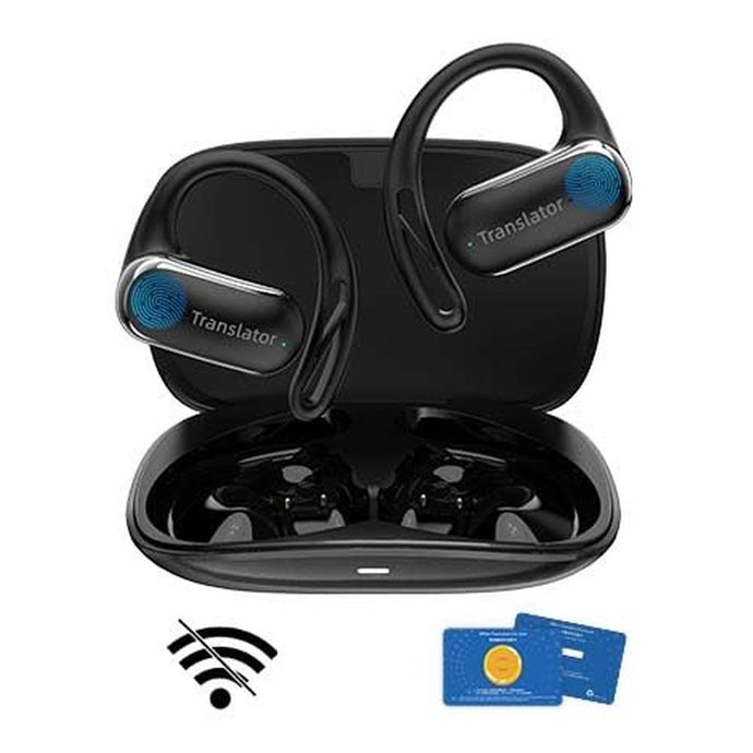 Wooask AI Translator Earbuds, 144 Language Translator Earbuds Open Ear Design 3-in-1 AI Translation Earbuds Real Time F56 Black (with Offline Package (Lifetime Free))