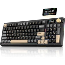 Load image into Gallery viewer, RedThunder K95 Wireless Mechanical Keyboard, TFT Screen &amp; Knob, Tri-Mode BT5.0/2.4GHz/USB-C Hot Swappable Custom, Pre-lubed Linear Pink Switches, Gasket Structure, RGB Gaming Keyboard, Black-Gold
