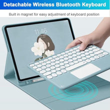 Load image into Gallery viewer, NUWONAYA Case with Touchpad Keyboard for Galaxy Tab S10+ Plus/S9+ Plus/S9 FE+ Plus/S8+ Plus/S7+ Plus/S7 FE 12.4&quot;,Candy Color Round Keys Magnetic Detachable Keyboard?Mist Blue
