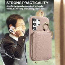 Load image into Gallery viewer, Furiet Wallet Case for Samsung Galaxy S25 Ultra 5G with Shoulder Strap Ring Buckle, Luxury PU Leather Zipper Flip Organ Purse, Credit Card Holder Stand Phone Cover for S25Ultra 25S S 25 25Ultra Khaki
