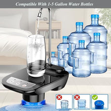 Load image into Gallery viewer, Drinking Water Dispenser Pump, Automatic Desk Water Pump for 1-5 Gallon Water Jugs, Portable Rechargeable Electric Water Bottle Pump with Tray for Home Kitchen, Office, Travel, Camping (Black)
