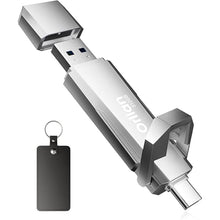 Load image into Gallery viewer, 512G External Portable SSD USB Solid State Drive, Up to 1000MB/s USB 3.2 Gen 2 Solid State, Type C + A Dual Drive for Phone/Android Laptops/Windows/Mac, Silver
