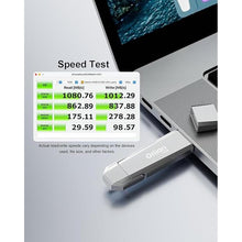 Load image into Gallery viewer, 512G External Portable SSD USB Solid State Drive, Up to 1000MB/s USB 3.2 Gen 2 Solid State, Type C + A Dual Drive for Phone/Android Laptops/Windows/Mac, Silver

