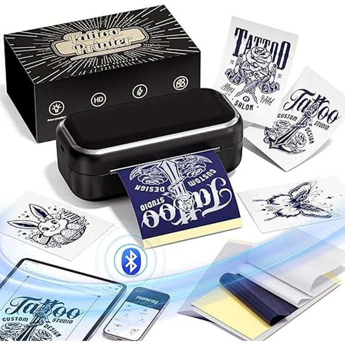 Memoqueen Tattoo Stencil Printer for Tattooing, TP31 Bluetooth Thermal Tattoo Printer Machine for Tattoo Enthusias/Beginners/Artists, with 30pcs Transfer Paper, Compatible with Tablet & Smartphone