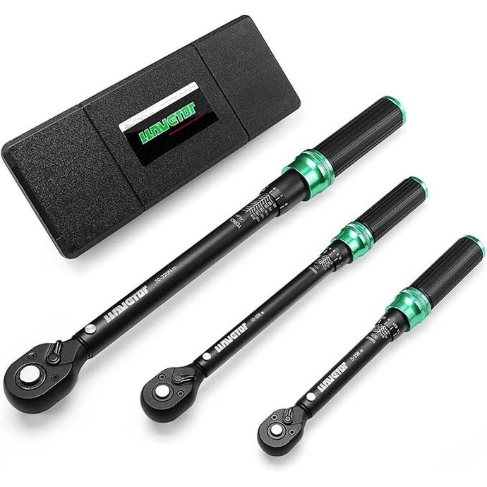 1/4 & 1/2 & 3/8 Drive Torque Wrench, 3PCS Torque Wrench Set, 4-20 ft.lb, 5-45 ft.lb, 15-165 ft.lb, Dual-Direction Adjustable Torque Wrench for Bicycle, Motorcycle, Car Maintenance