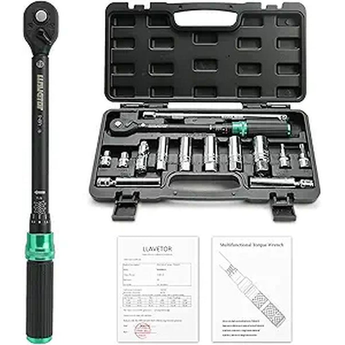 14PCS 3/8 Drive Torque Wrench 5-45ft.lb, Magnetic Spark Plug Socket Set with 3/8