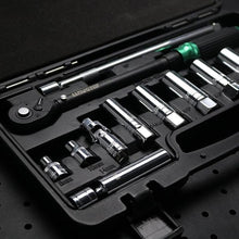 Load image into Gallery viewer, 14PCS 3/8 Drive Torque Wrench 5-45ft.lb, Magnetic Spark Plug Socket Set with 3/8&quot; Universal Joint &amp; 10&quot; Extension Rod, Cr-V Steel Swivel Sockets for Automotive Tools
