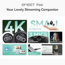 Load image into Gallery viewer, EMEET Piko 4K Webcam for Streaming, World&#39;s 1st Dual-Camera AI-Powered 4K Camera w/AI Autofocus, 3 Mics Array&amp;3 Sound Modes, USB Webcam with Tripod, Great for Streaming, Desk Setup and Creative Gifts
