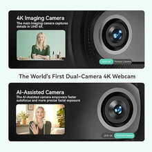 Load image into Gallery viewer, EMEET Piko 4K Webcam for Streaming, World&#39;s 1st Dual-Camera AI-Powered 4K Camera w/AI Autofocus, 3 Mics Array&amp;3 Sound Modes, USB Webcam with Tripod, Great for Streaming, Desk Setup and Creative Gifts
