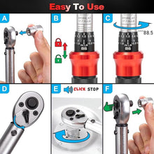Load image into Gallery viewer, Toolwiz 1/4 Inch Drive Click Bike Torque Wrench, 2-26Nm/17.7-230.1 In-Lb, 15 Pcs Bicycle Torque Wrench Kit Dual-Direction 72 Tooth Torque Wrenches for Bike, Car Repair, Home Maintance, MTB
