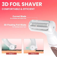 Load image into Gallery viewer, MAXGROOM Bikini Trimmer for Women, All-in-ONE Waterproof Lady&#39;s Electric Razor Shaver and Facial Hair Removal, Rechargeable Body Hair Trimmer Grooming Sets for Leg, Armpit, Face, Eyebrow (White)

