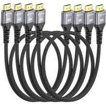 Load image into Gallery viewer, 8K HDMI Cable 3FT 4-Pack, High Speed 48Gbps HDMI 2.1 Cord for Neat, Support HDR10+, SBTM, QMS, CEC, HDCP 2.3 for TV, Monitor, Computer, Laptop, HDMI Switch, HDMI Splitter, HUB, KVM, Projector
