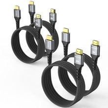 Load image into Gallery viewer, 8K HDMI Cable 6FT 4-Pack, High Speed 48Gbps HDMI 2.1 Cord, Support 8K@60Hz &amp; 4K@120Hz, HDR10+, SBTM, 12bit, 3D, eARC, Dolby Atmos, DTS:X, HDCP 2.3 for TV, Monitor, Apple TV, Roku, Soundbar, PS5, Xbox
