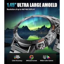 Load image into Gallery viewer, Military Smart Watch for Men(Answer/Dial Calls),1.45&#39;&#39; AMOLED/100 Sports Modes, 5ATM Waterproof Fitness Watch with Heart Rate/SpO2/Sleep Tracker for Android and iOS,530MAH Smartwatch Black Steel
