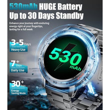 Load image into Gallery viewer, Military Smart Watch for Men(Answer/Dial Calls),1.45&#39;&#39; AMOLED/100 Sports Modes, 5ATM Waterproof Fitness Watch with Heart Rate/SpO2/Sleep Tracker for Android and iOS,530MAH Smartwatch Black Steel
